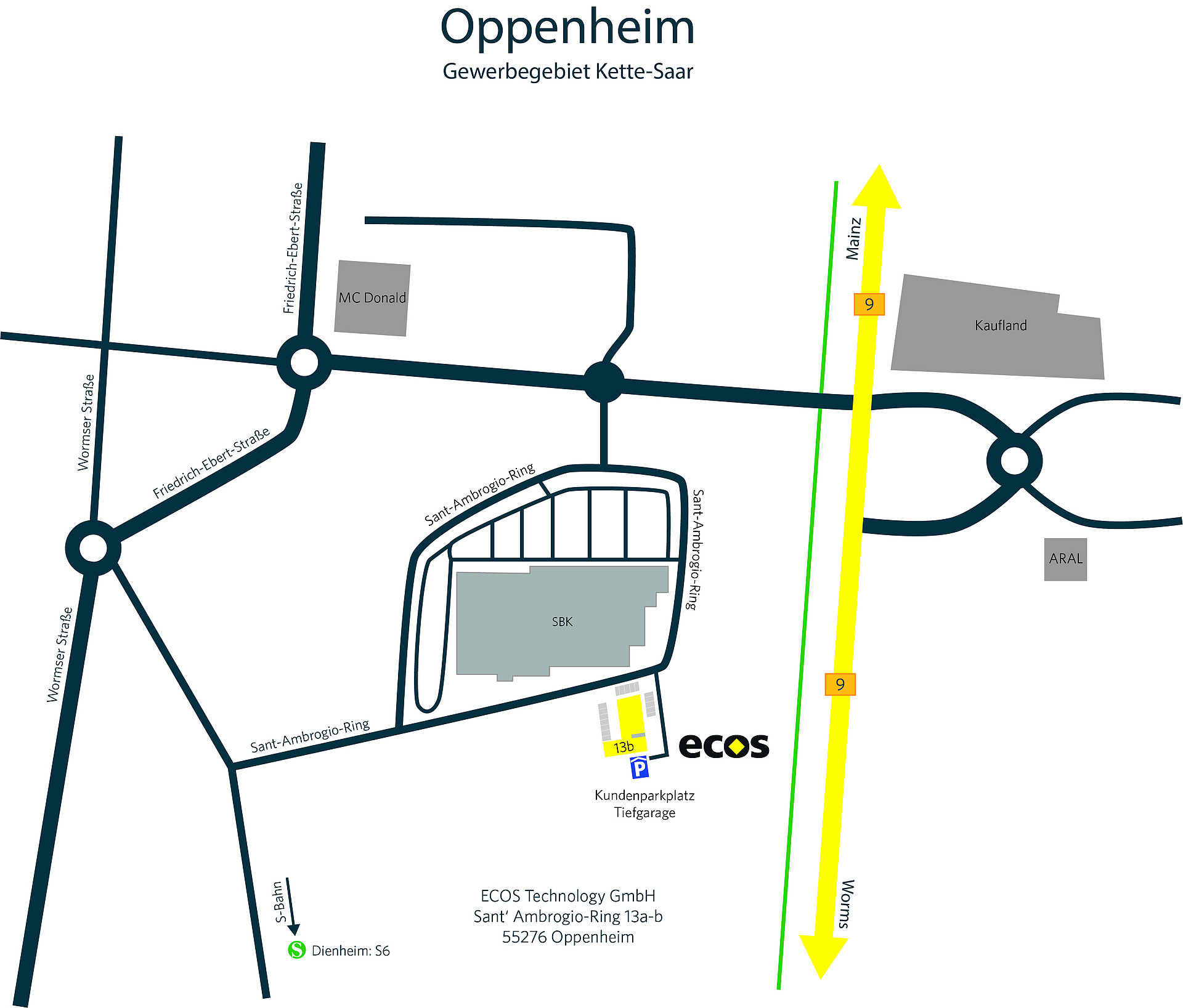 Anfahrtsbeschreibung ECOS Zentrale Oppenheim