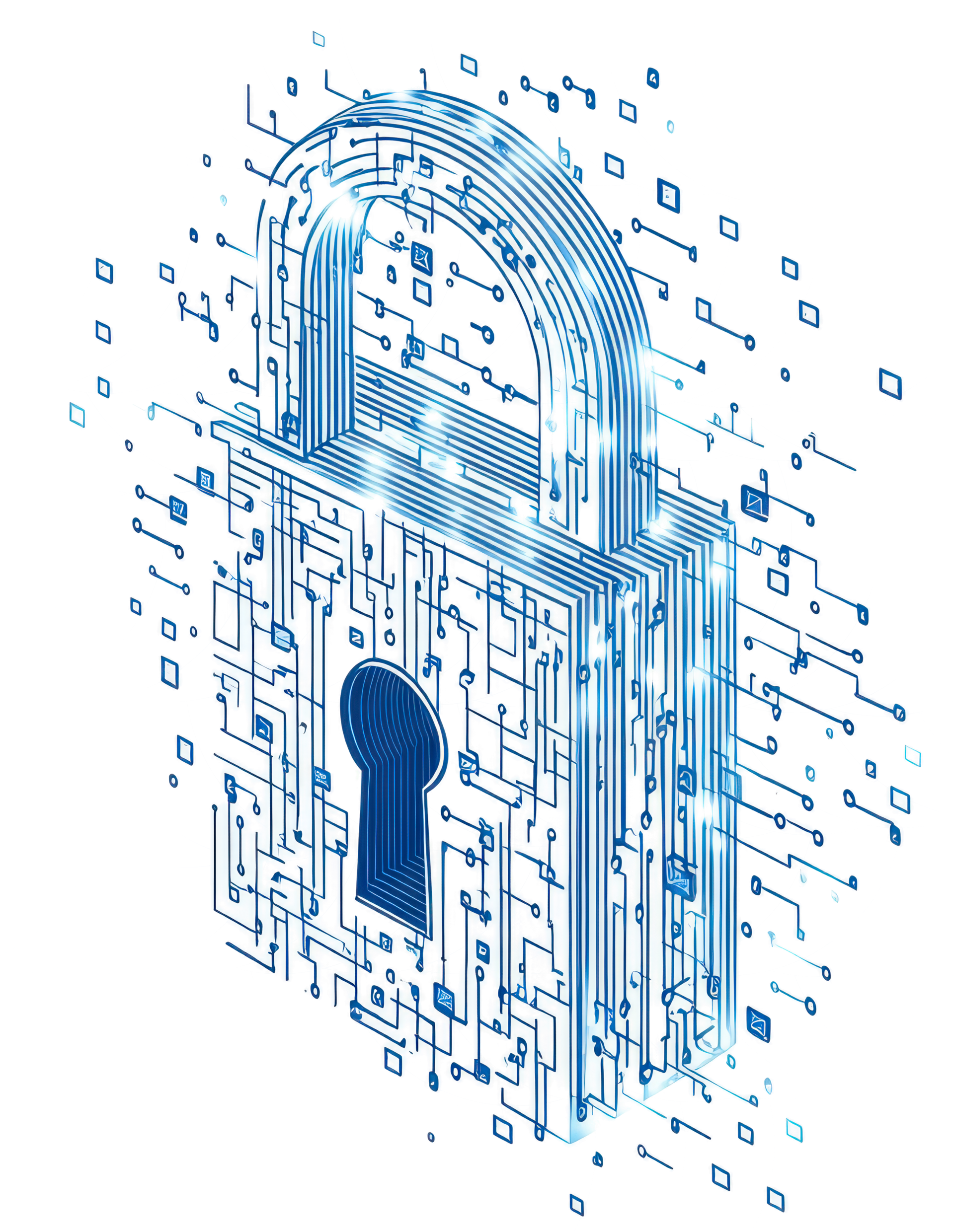 PKI - digitales Schloss, das symbolisch für digitale Zertifikate und Schlüssel  steht