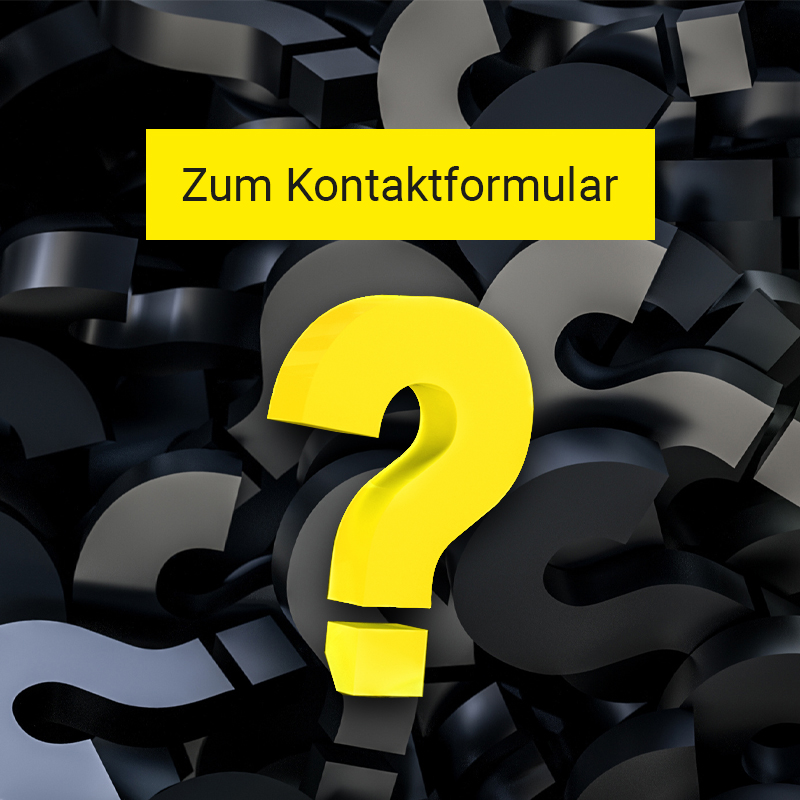 Ein gelbes Fragezeichen vor vielen dunkelgrauen Fragezeichen