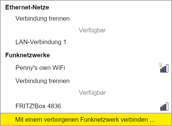Verbindungsauswahl